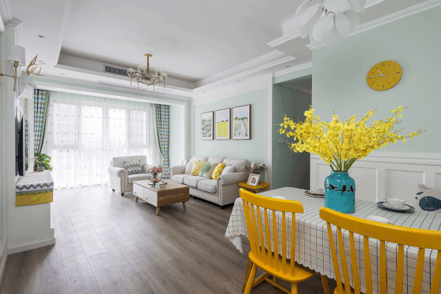 80㎡美式田園風(fēng)三居室，滿(mǎn)屋的薄荷清香