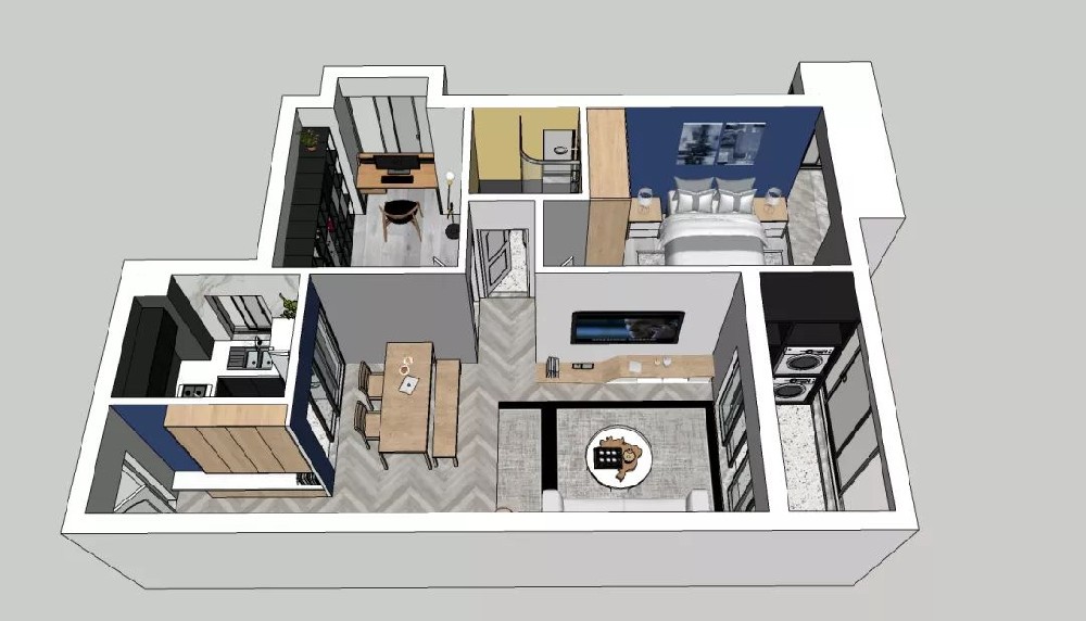 78㎡現代簡(jiǎn)約，書(shū)房的折疊床，小空間利用出新花樣