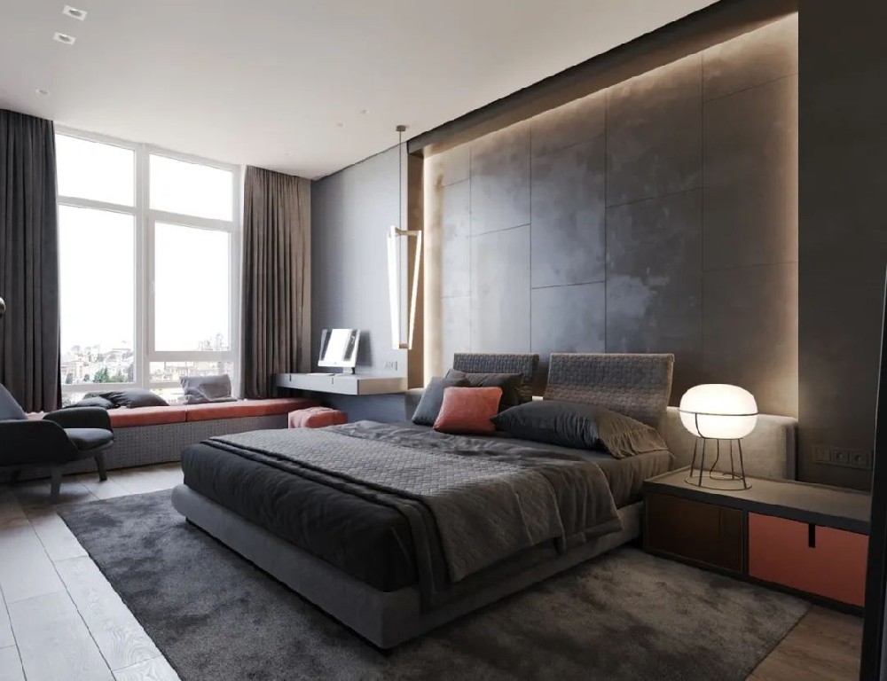 145㎡現代三居室，灰+粉，甜美高冷風(fēng)