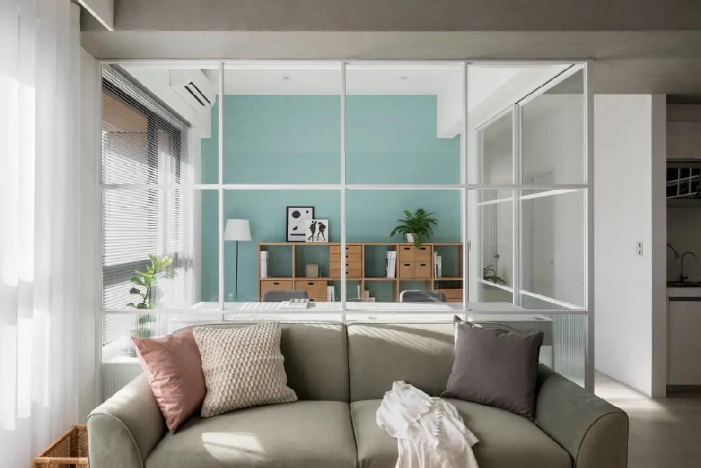 90㎡現代簡(jiǎn)約，通透的玻璃書(shū)房，清新愜意的居家氣息