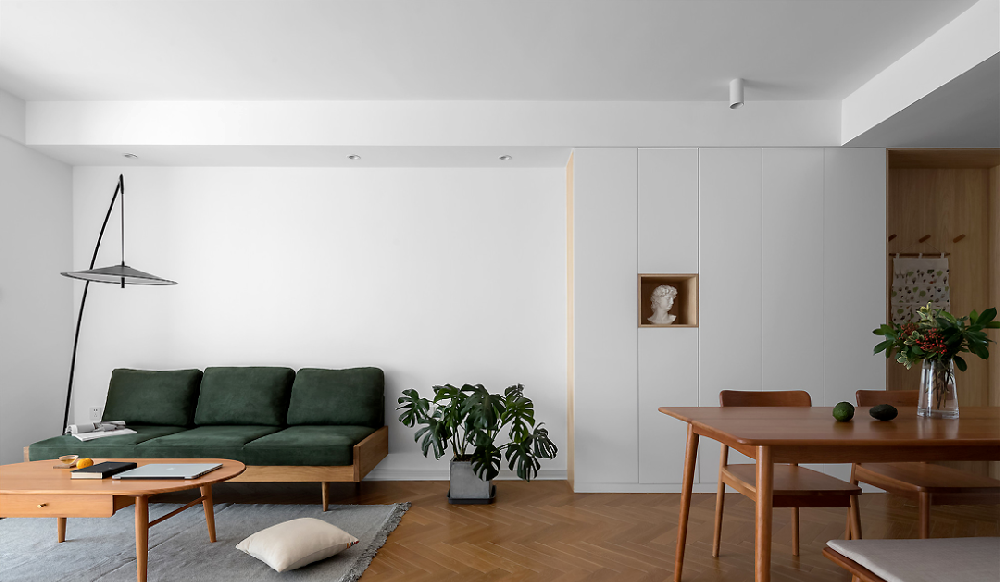 臥室陽(yáng)臺改成書(shū)房，靠柜子賺一個(gè)衣帽間，這套96㎡小戶(hù)型要上天