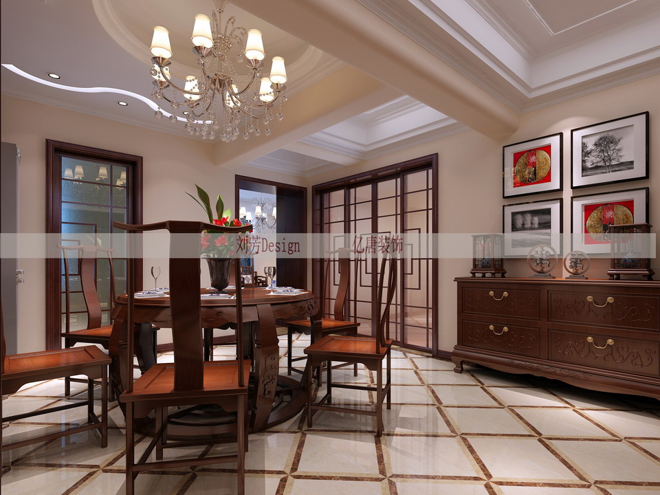 中式風(fēng)格裝修客廳示意圖