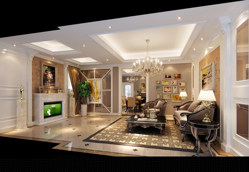 歐式風(fēng)格裝修客廳示意圖