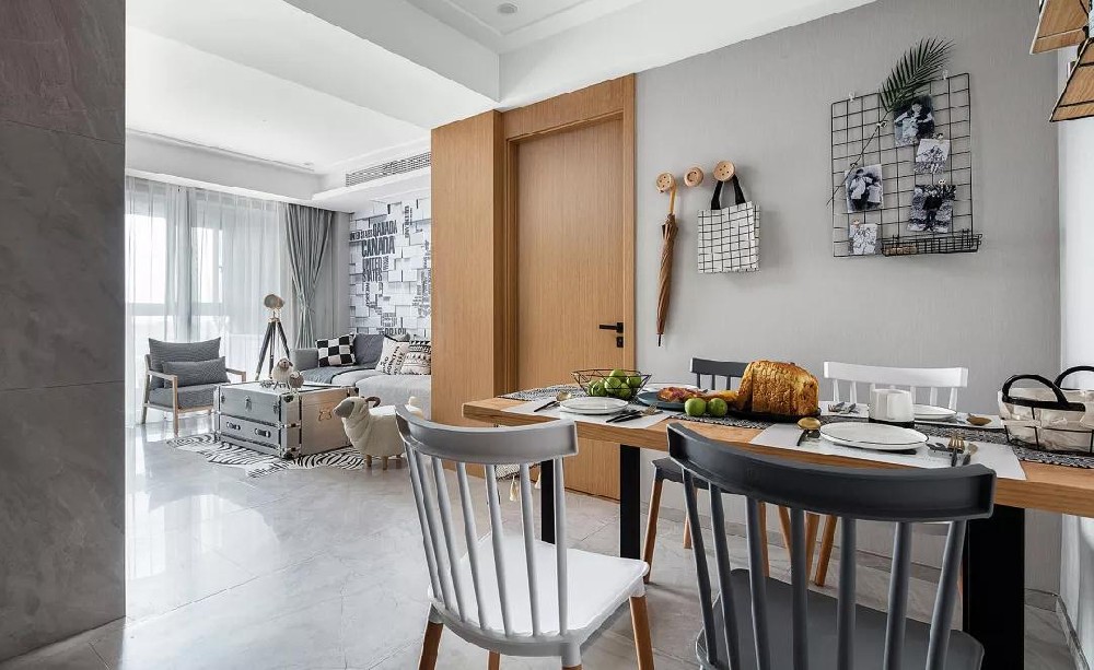 原木色+黑白灰，60平米北歐風(fēng)太有范了