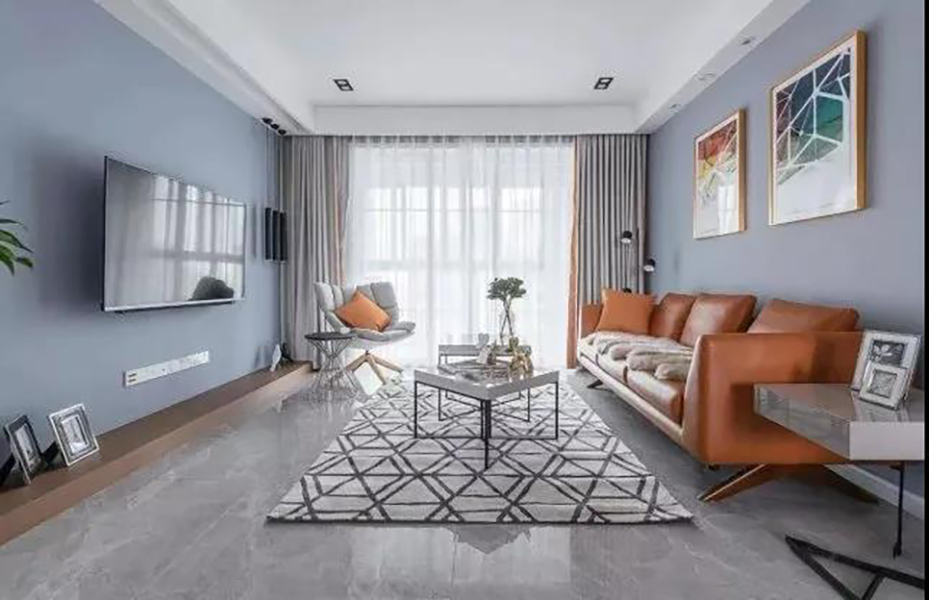 118㎡現代簡(jiǎn)約三居室，客廳落地窗設計，讓空間更加敞亮通透