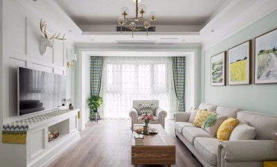 80㎡美式田園風(fēng)三居室，滿(mǎn)屋的薄荷清香，附平面設計圖！